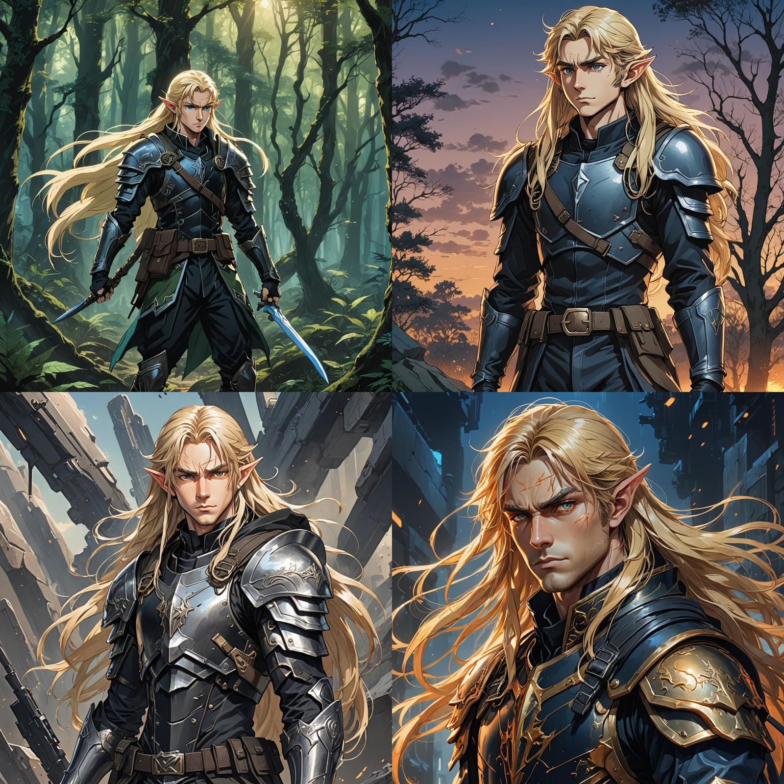 Elf in Tactical Gear: Anime Cel-Shaded Art