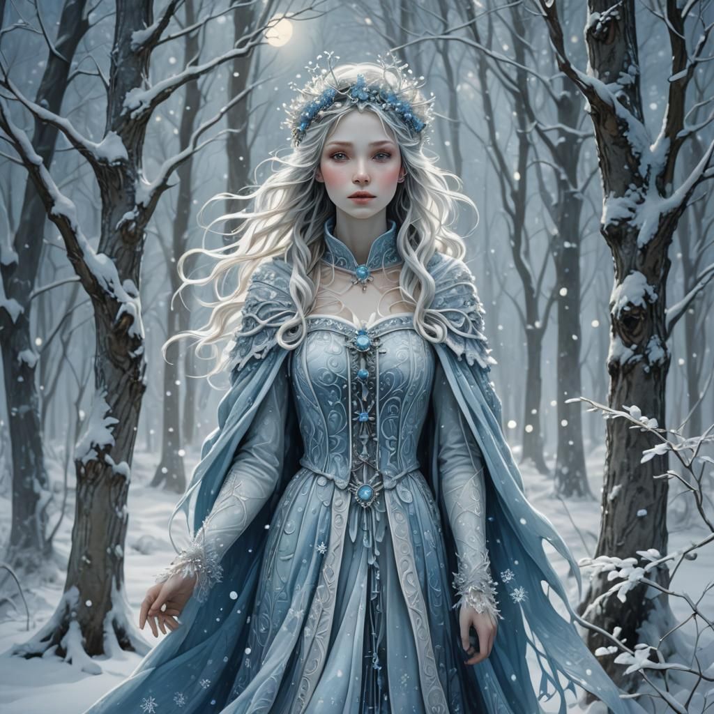 Enchanting Snow Maiden in Winter Wonderland
