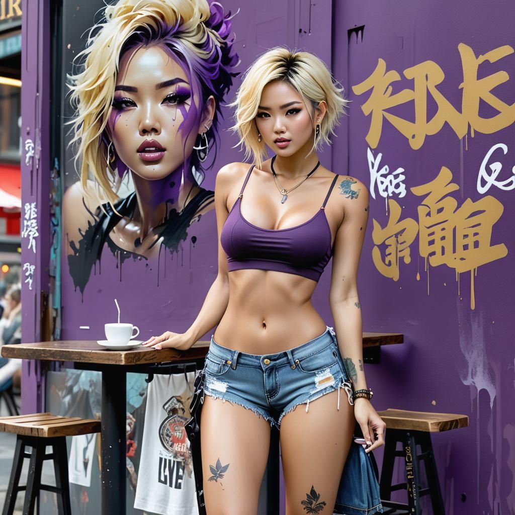 Asian Woman in Shorts: Graphite Pencil Art