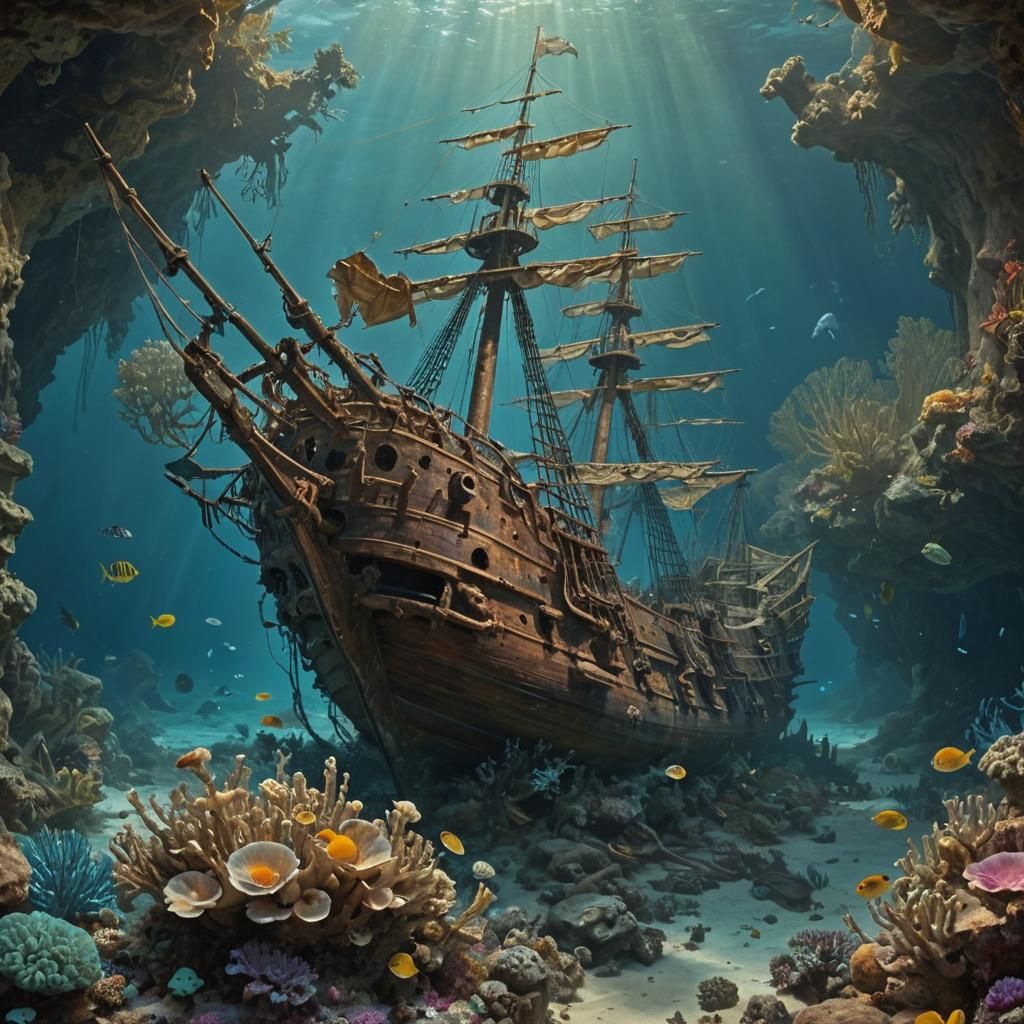 Sunken 17th Century Galleon Seascape