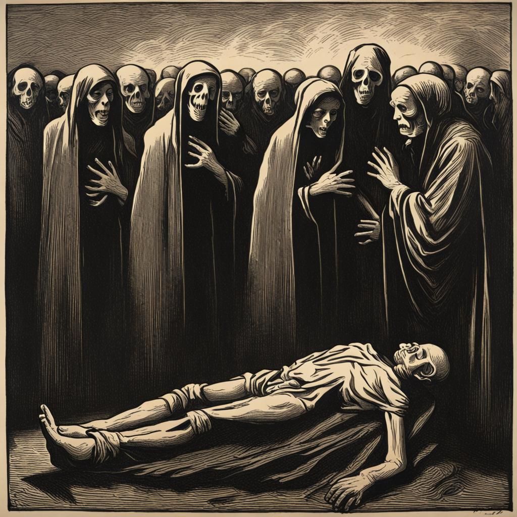 Death Comes: Expressionist Woodcut Print
