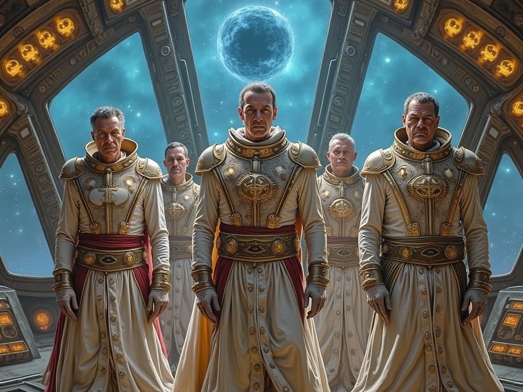 Victorian Spacemen on Starship Bridge in Anime Style