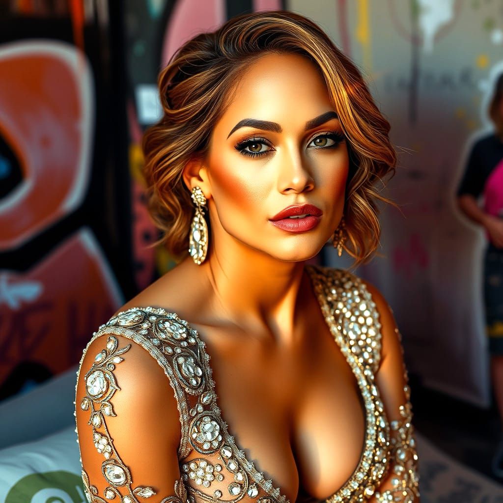 Jennifer Lopez Portrait in Oil Painting Style