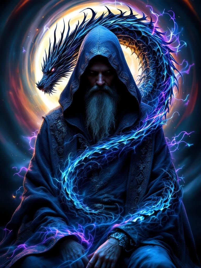 Mystical Sage Conjures a Fractal Dragon