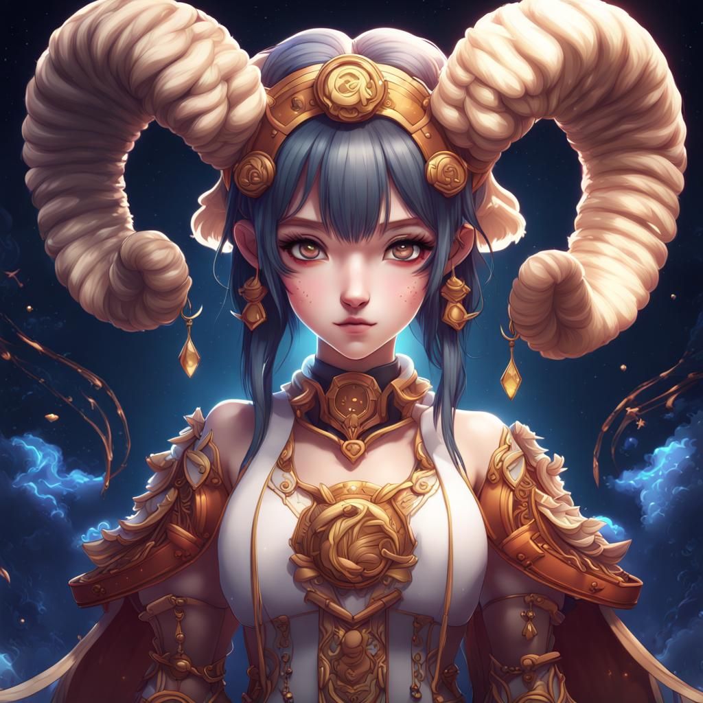Cute Aries anime girl - Zodiac collection