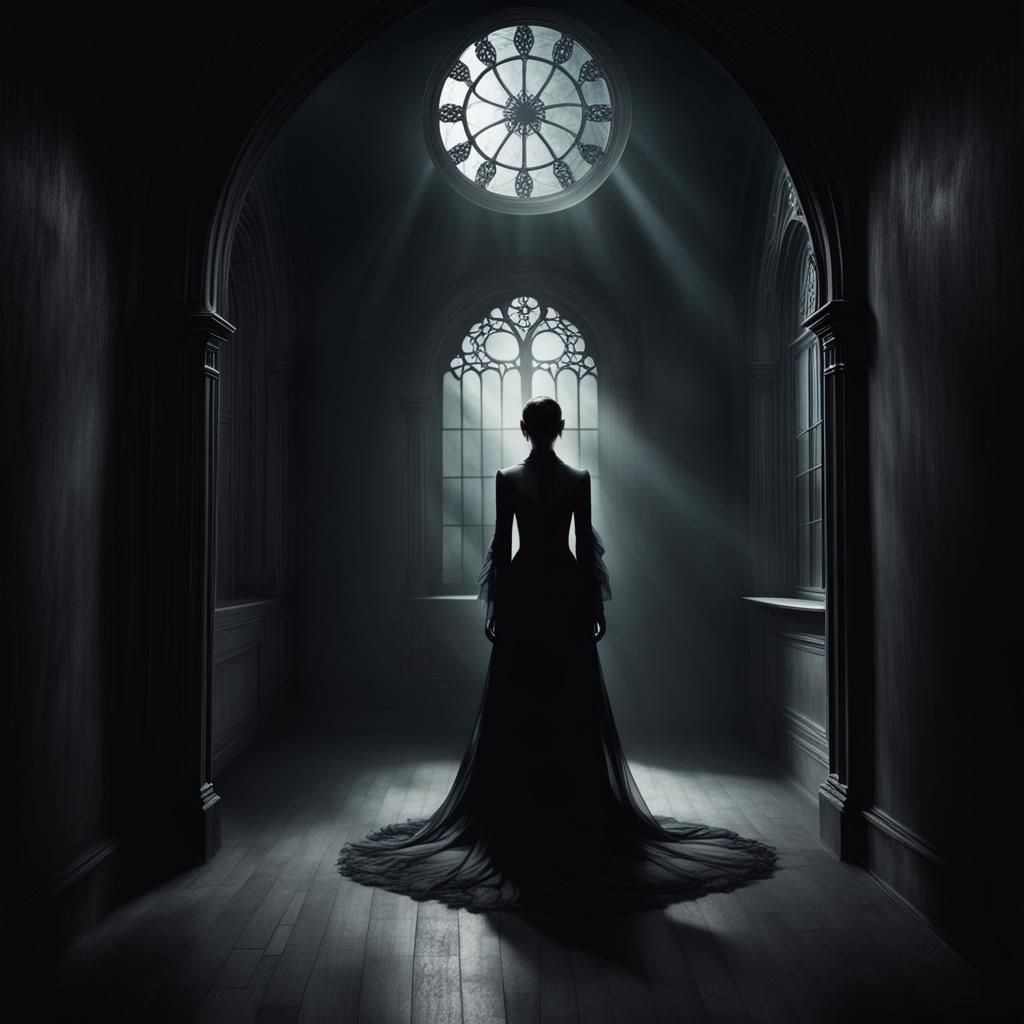 Ethereal Liminal Space with Dark Shadows