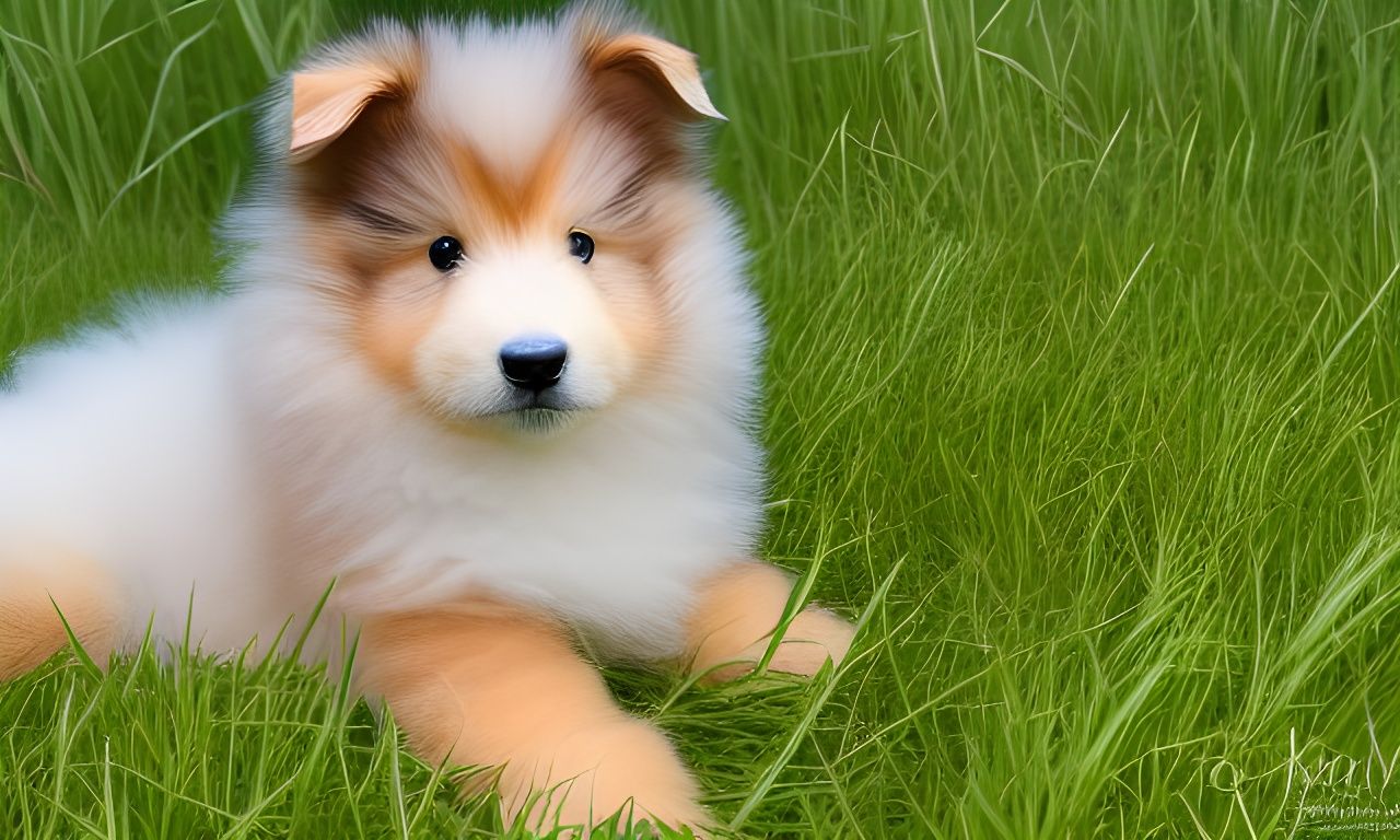 rough collie puppy in the grass