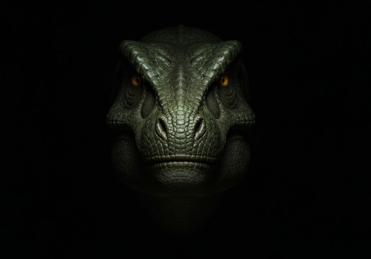 Tyrannosaurus Rex Portrait in Dark Cave