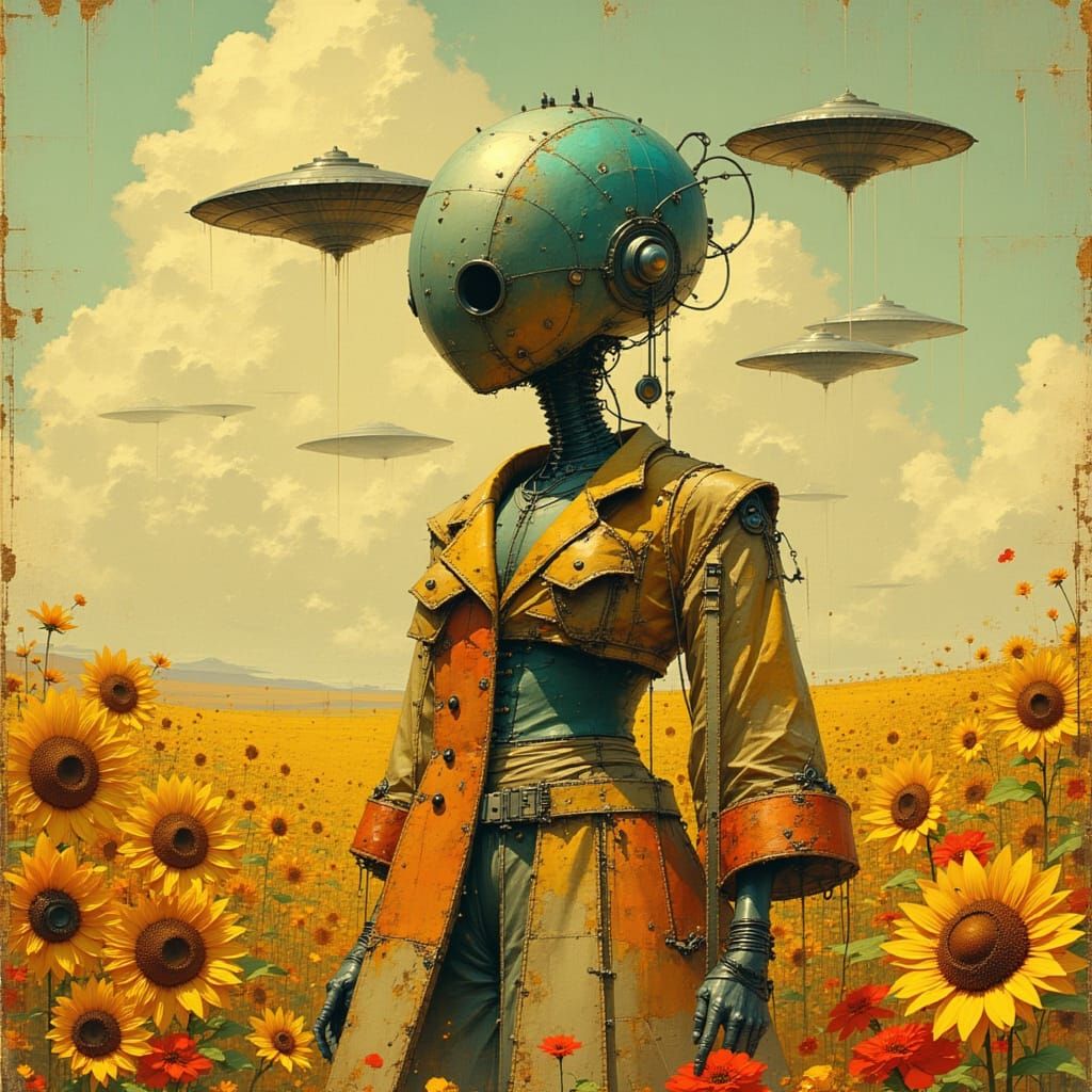 Steampunk Robot on Alien Planet as Pulp Art