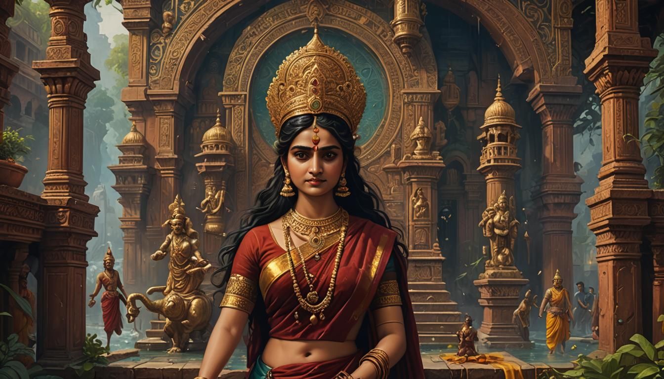 Raja Ravi Varma Style Oil Painting