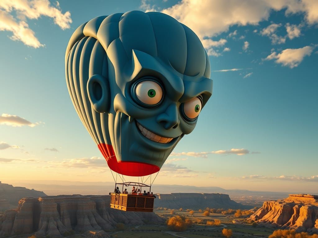 Megamind Hot Air Balloon on a Sunny Day