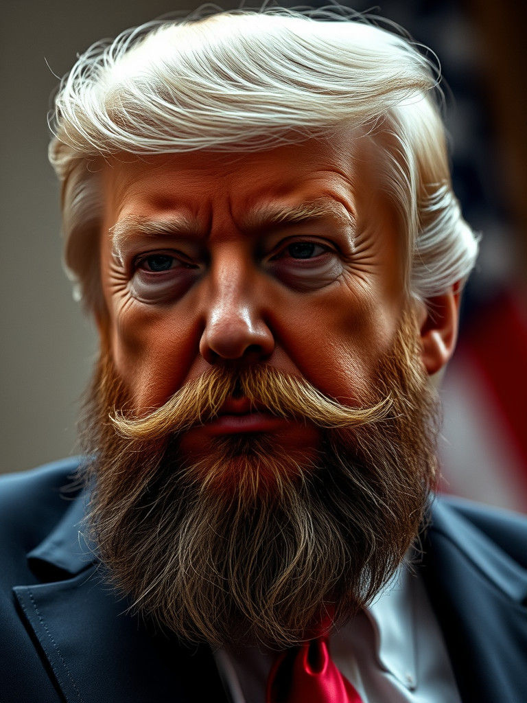 Hyperrealistic Portrait of Donald Trump with Beard