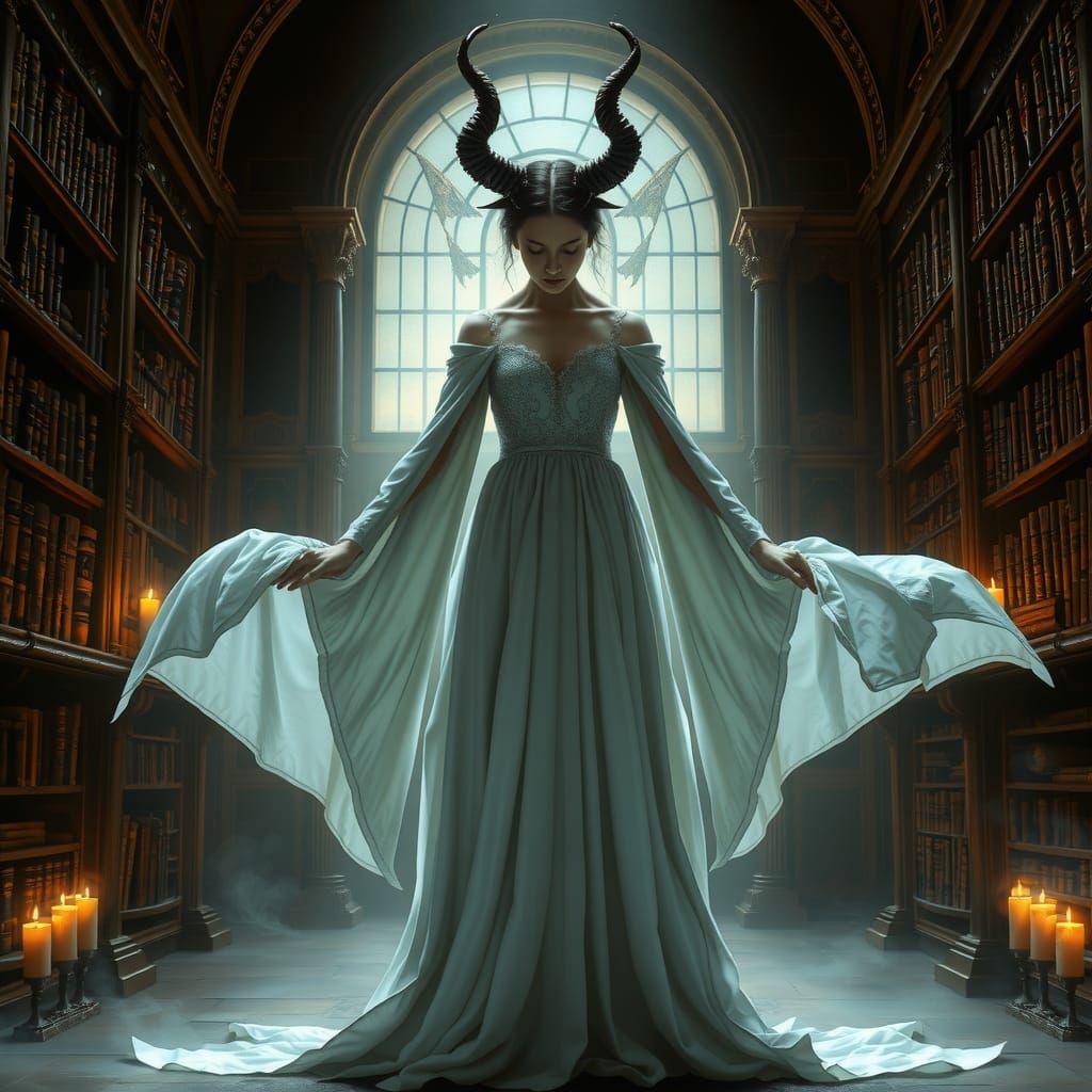 Solemn Pact: Woman and Lucifer in Dark Surrealism