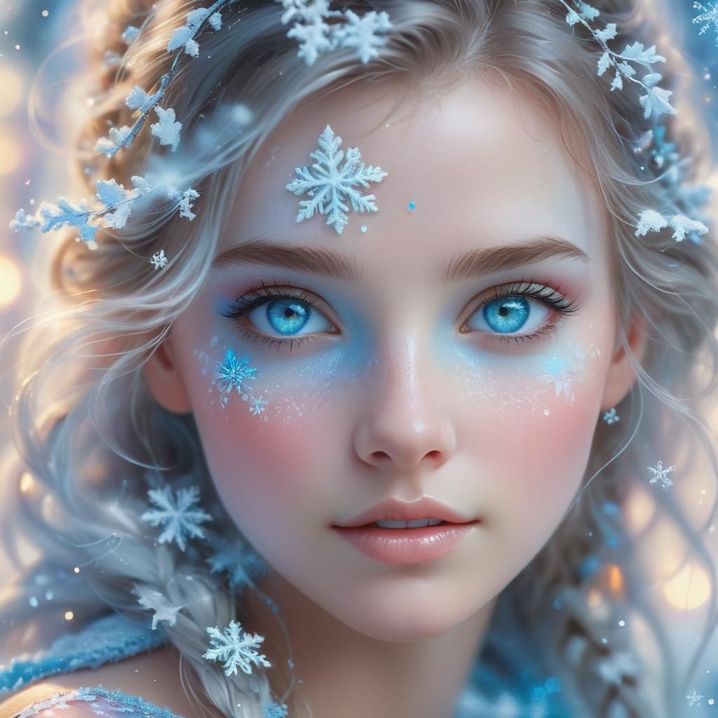 Ethereal Beauty Portrait with Snowy Makeup