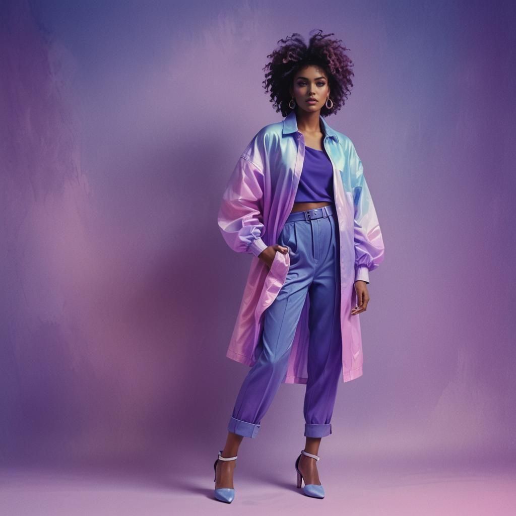 Elegant 80s Fashion Model in Detailed Digital Art