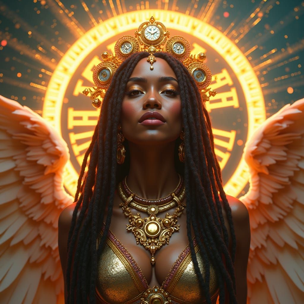 Goddess of Time Portrait in Art Nouveau Style