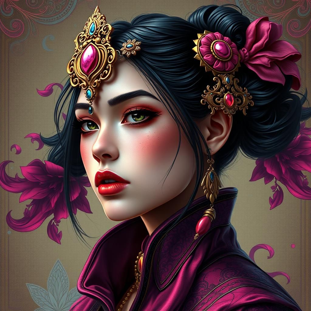 Detailed Portrait in Art Nouveau Digital Style