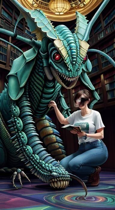 Gym Rat Librarian Portrait in Art Deco Style