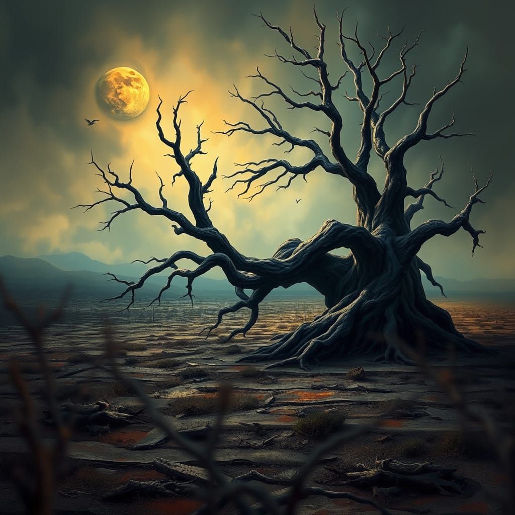 Surreal Landscape of a Barren Earth in a Desperate Cry for H...