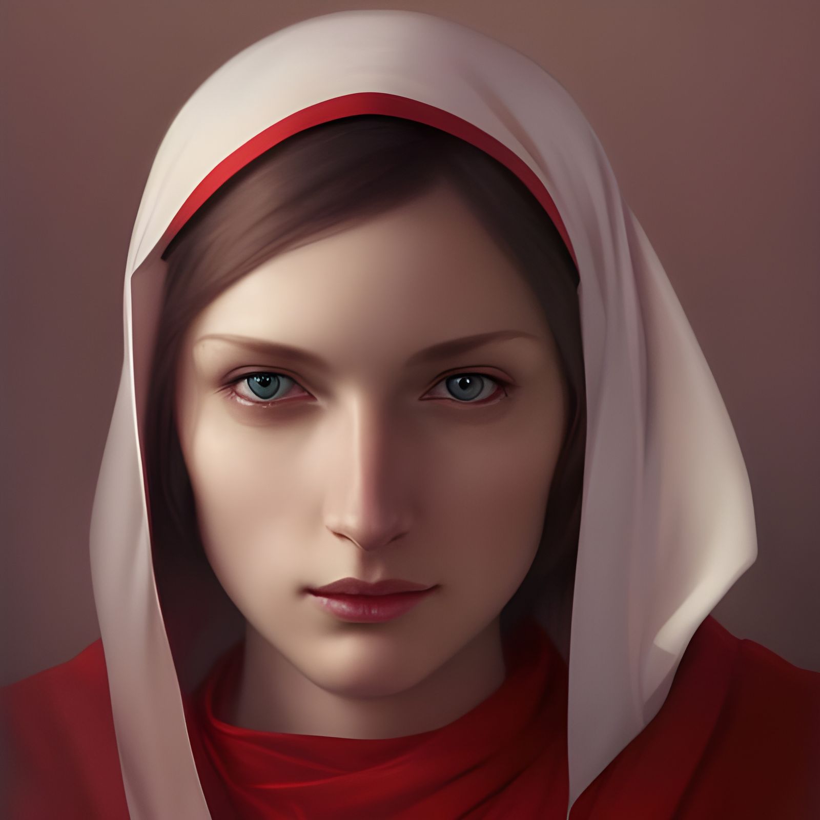 Beautiful Blonde Nun Portrait in Art Nouveau Style