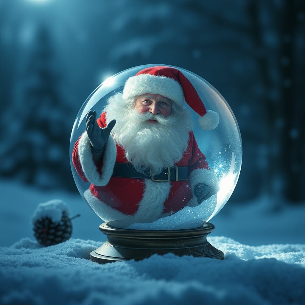 Santa Claus Frozen Inside Crystal Sphere