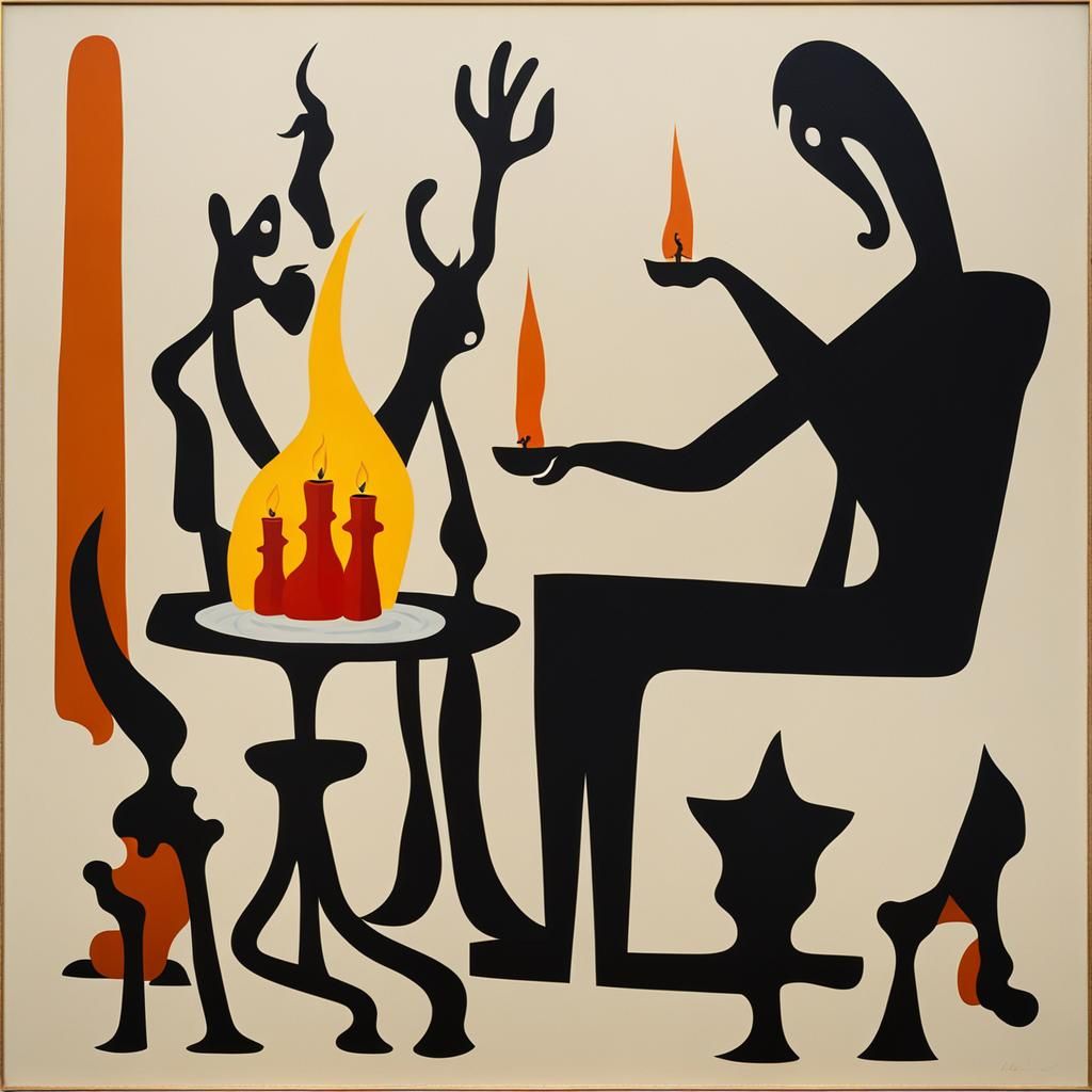 God and Satan's Surreal Dinner, Oil on Canvas