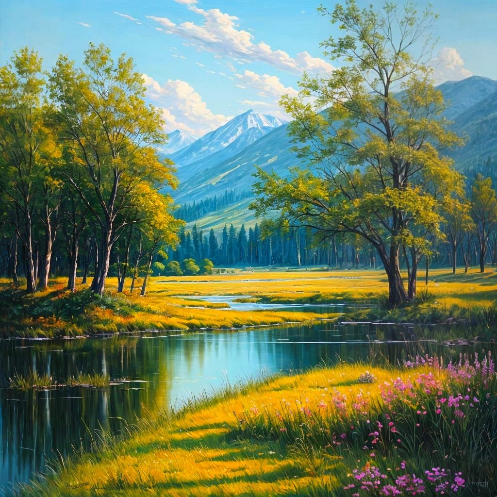 Classical Landscape Painting With Masterful Brushstrokes