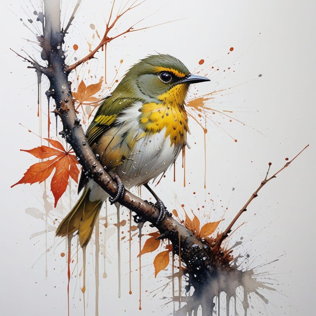 Surreal Watercolour Drips in Autumnal Japanese Forest