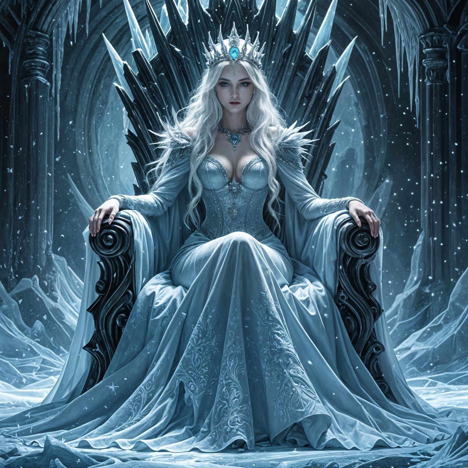 Majestic Ice Queen on Glacier Throne