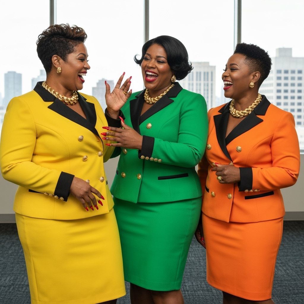 Businesswomen in Colorful Suits Chatting in Boardroom