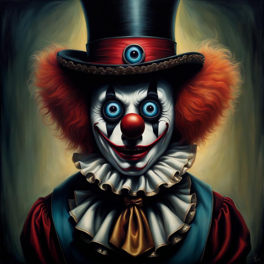 Creepy Clown Portrait in Surreal Photorealism