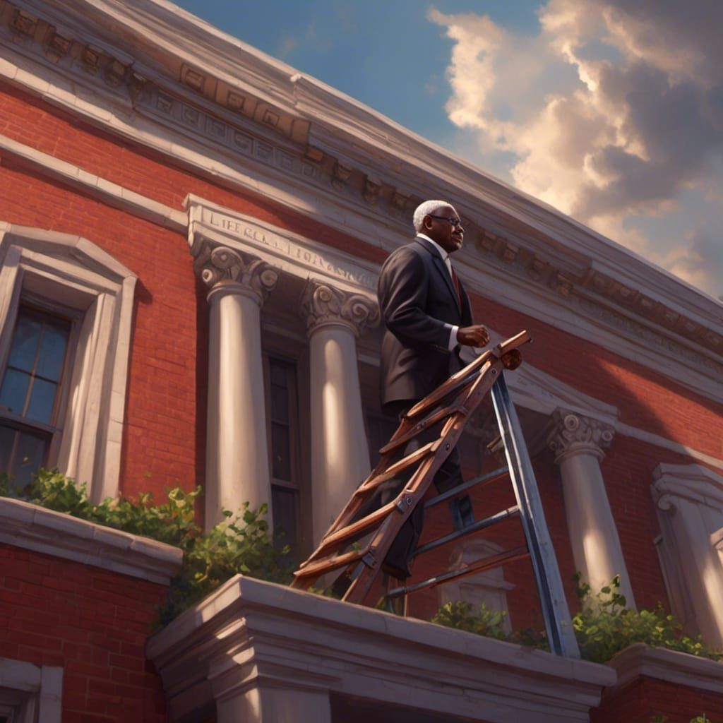 Caricature of Supreme Court Justice Pulling Up Ladder