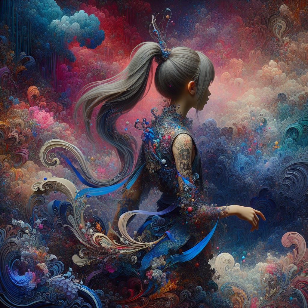 Dreamlike Matte Painting of Girl in Swimsuit