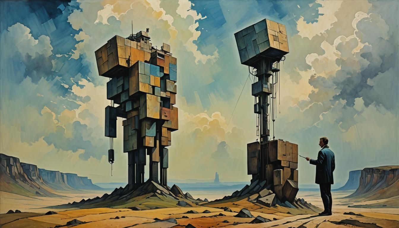 Tamacun: Cubist Minimalist Storybook Illustration in Acrylic