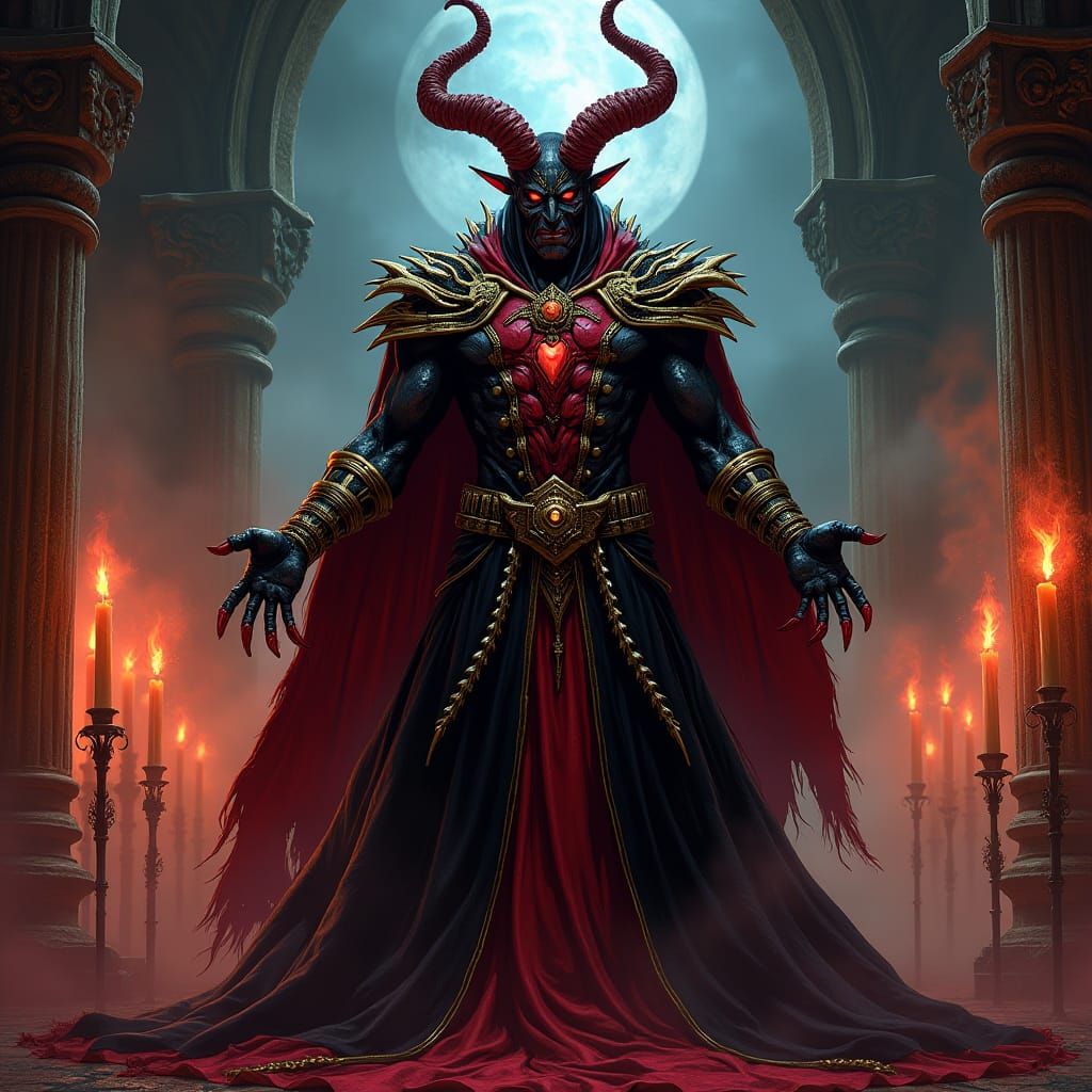 Mephisto in Hellish Throne Room: Comic Book Art