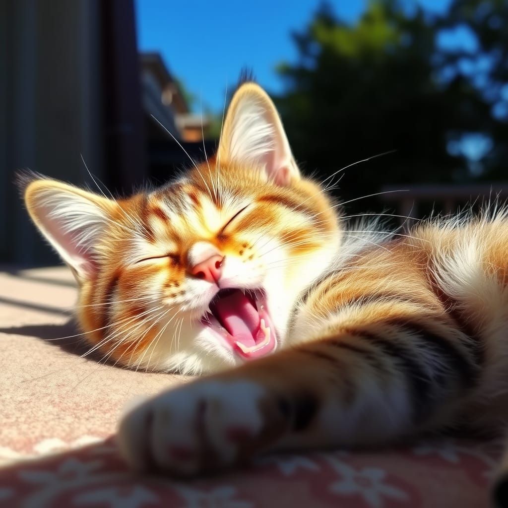 Lazy Feline Basks in Warm Sunshine