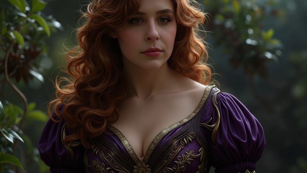 Dark Fantasy Portrait of a Serene Maiden in Medieval Gown