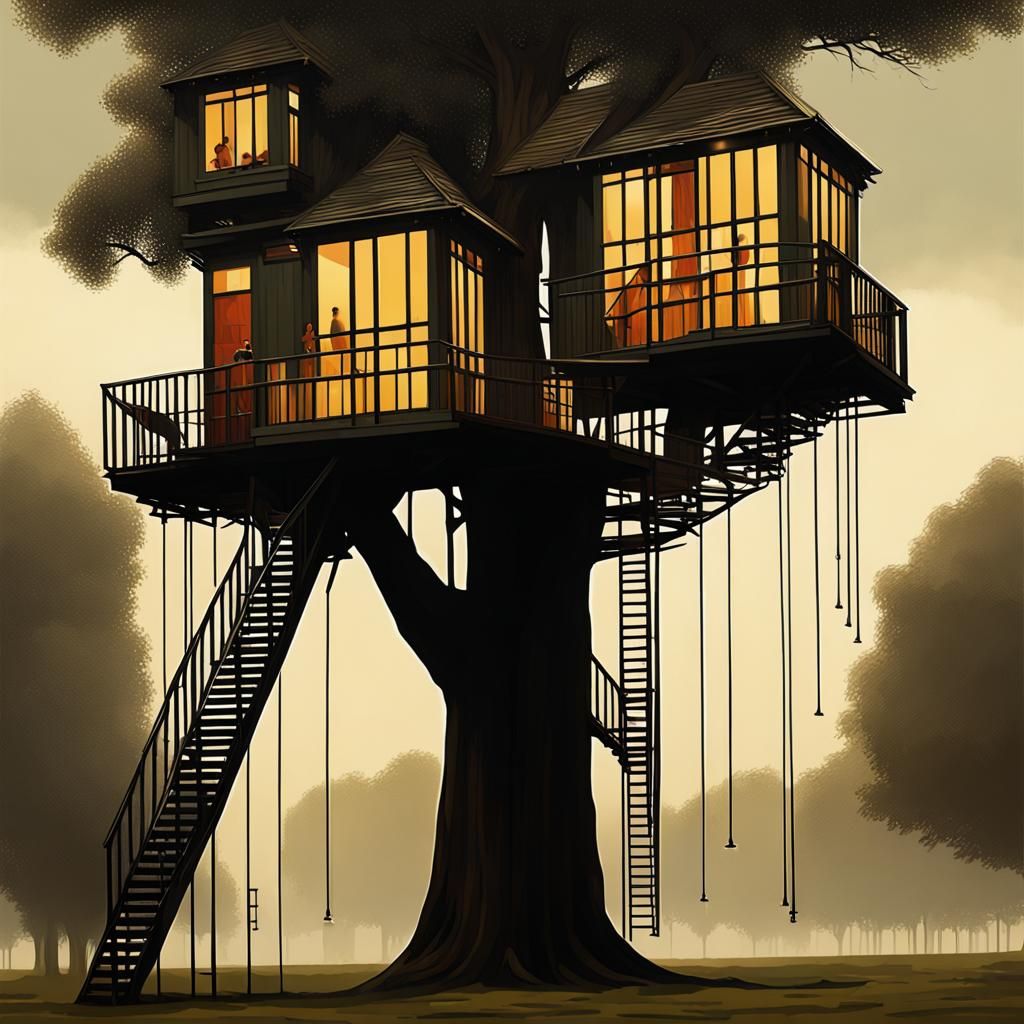 Treehouse Fractal in Post-Impressionistic Style