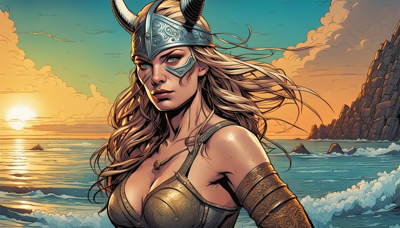 Viking Woman in Steel Bikini, Comic Book Art