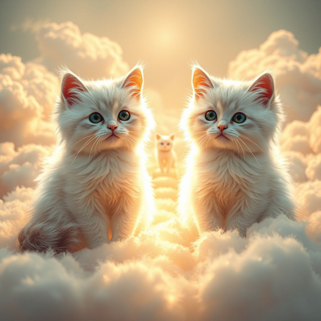 Cats on Cloud in Dreamlike Fantasy Concept Art