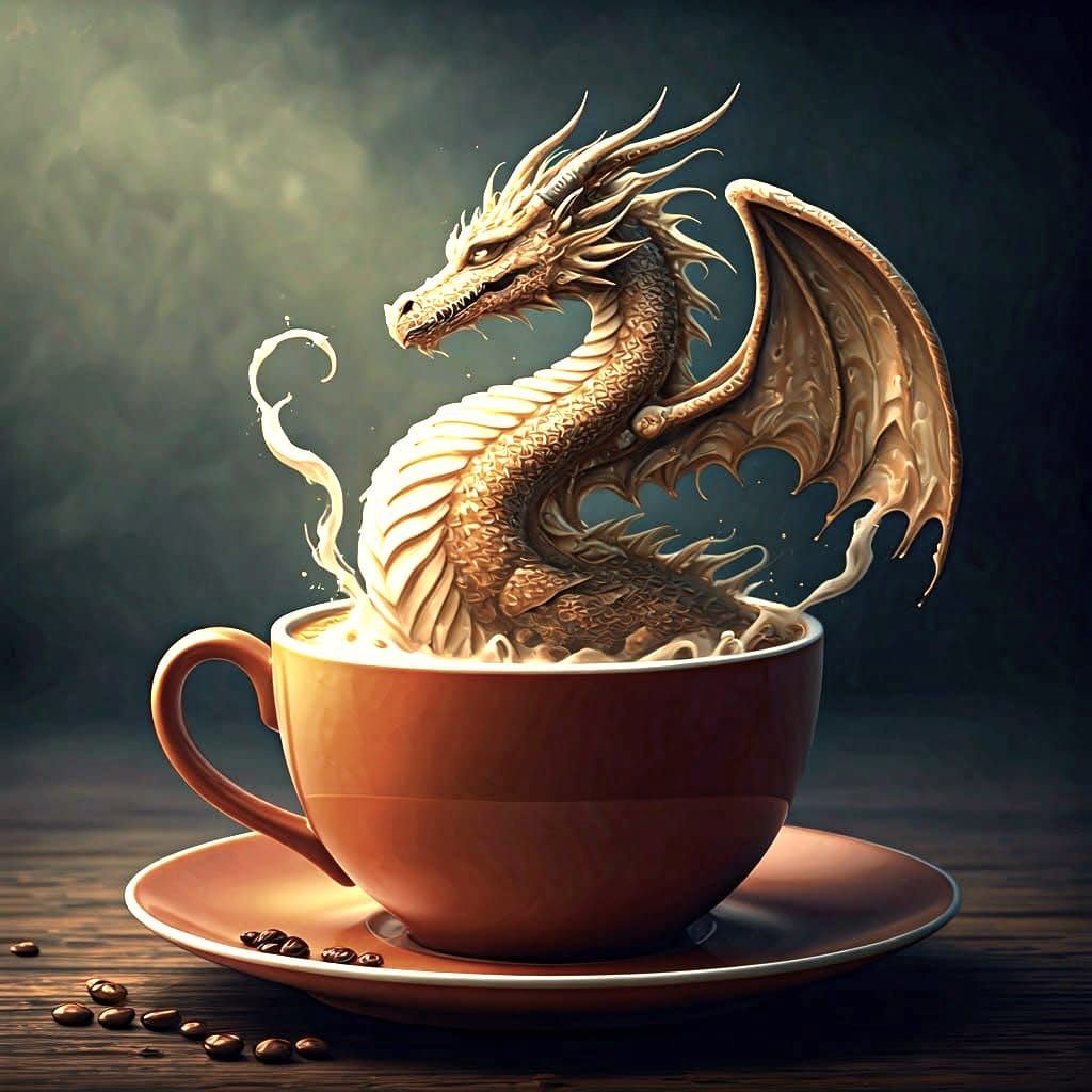 Coffee Dragon: Detailed Fantasy Concept Art