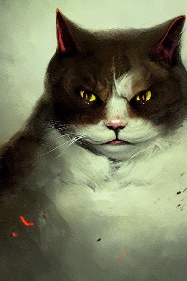 Sinister Fat Ginger Cat Digital Painting