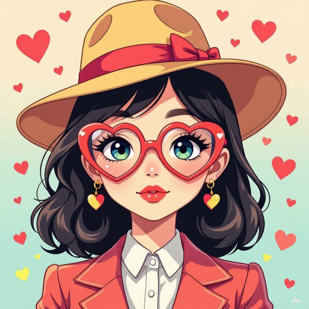 Heart with Heart Eyes in Vibrant Digital Art Style
