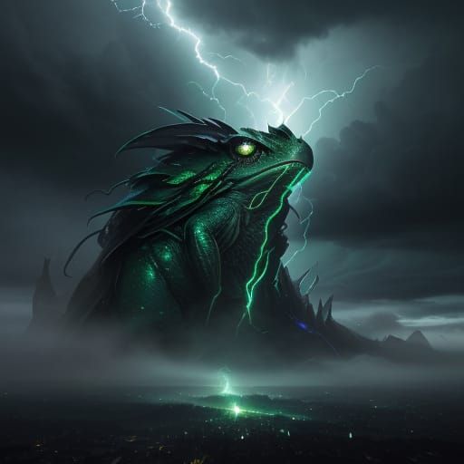 Emerald Toad in Dramatic Stormy Landscape