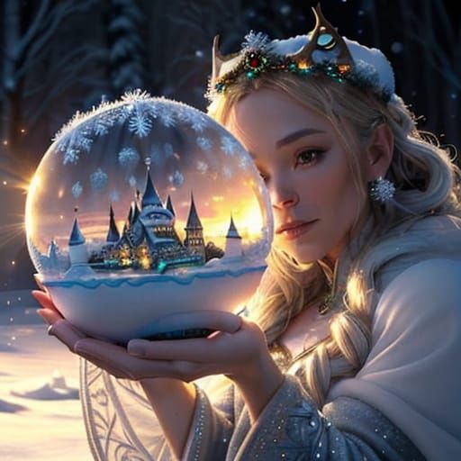 Enchanted Winter Goddess in a Miniature Realm
