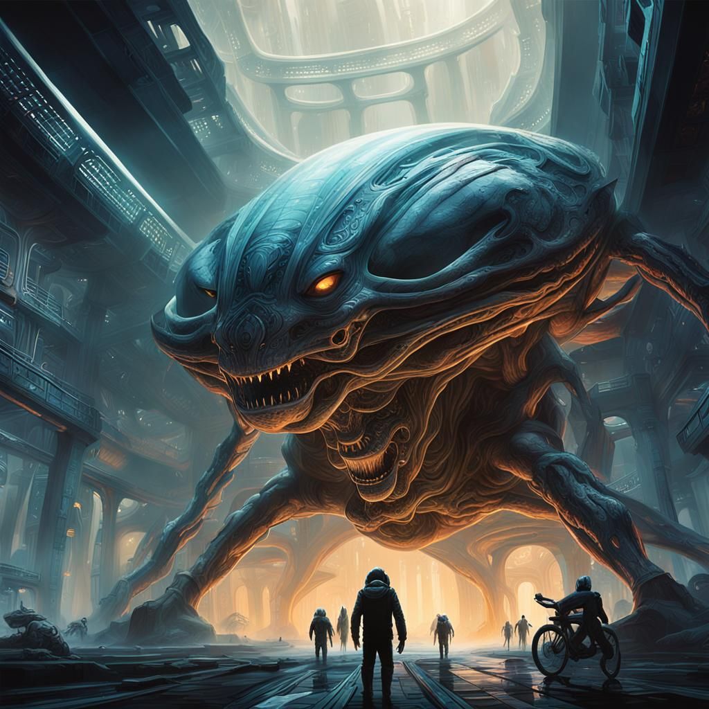 Chaotic Alien World with Warp Gates in Sci-Fi Art