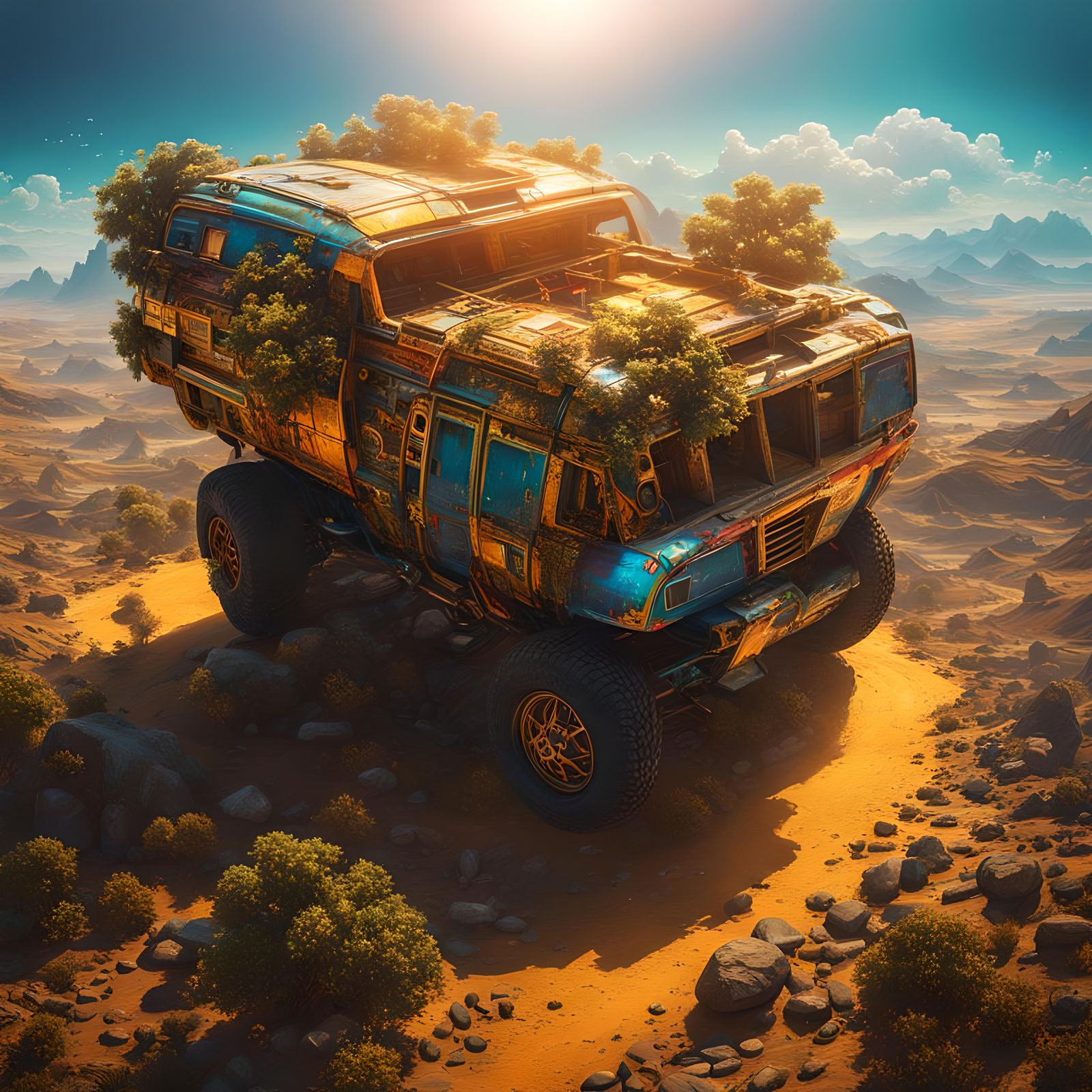 Post-Apocalyptic Cassette Futurism Landscape in 8k