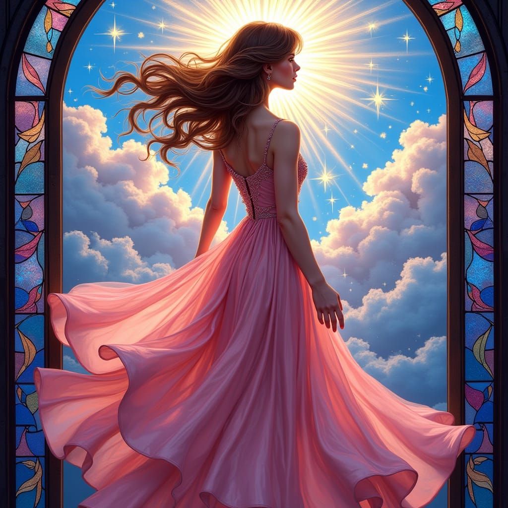 Stunning Glass Art of a Dreamy Woman