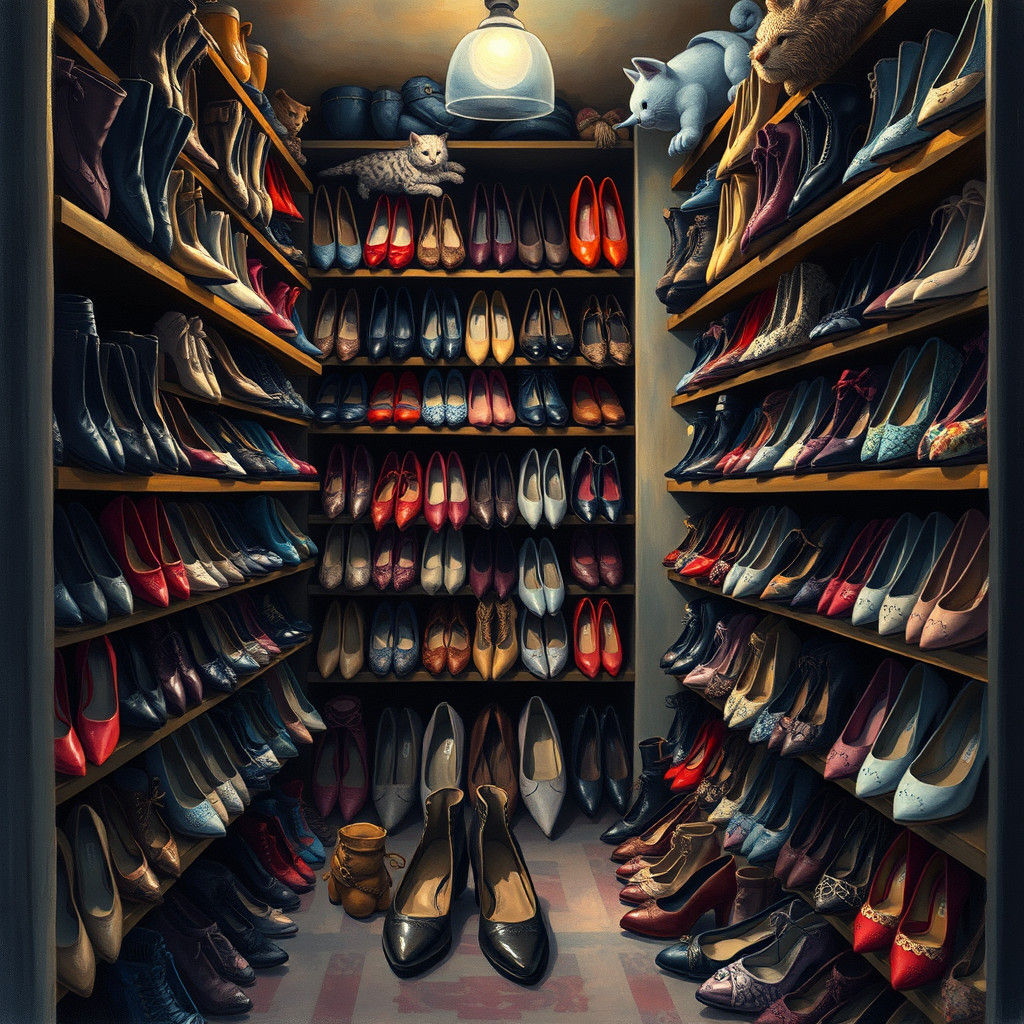 Whimsical Shoe Closet in Pop Surrealist Style