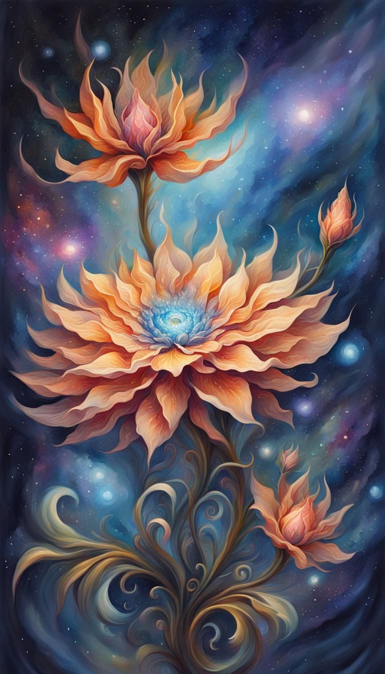 Fantasy Galaxy Flower Digital Painting